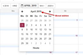 Kalender Monat wechseln